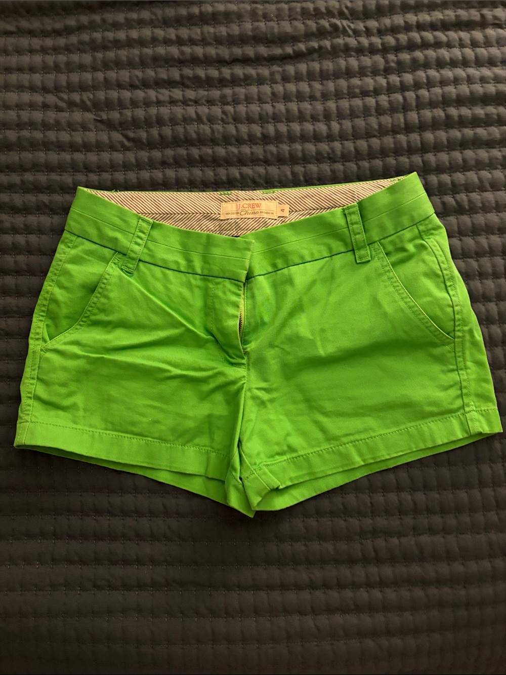 J. Crew Bright Green High-Rise Cotton Chino Shorts